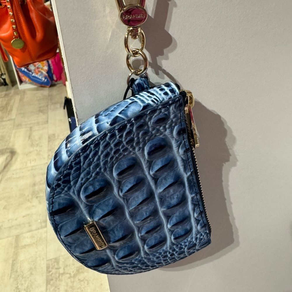 NWT Brahmin Britt Blue serenade Embossed Wristlet